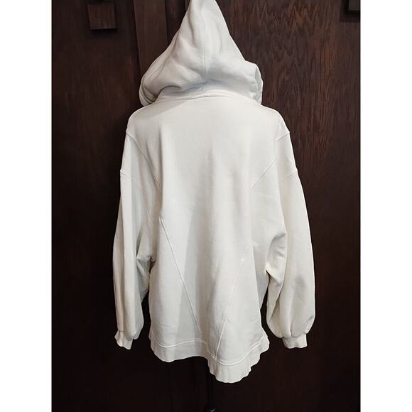 Free People Oversized Balloon Sleeve Hoodie Jacket Womens Small White 1/2 Zip - Picture 5 of 8